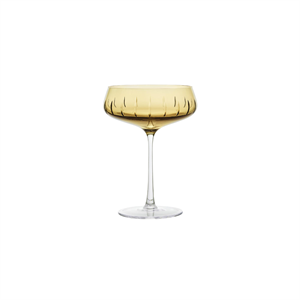 Louise Roe Champagne Coupe Single Cut Champagne Glass Set of 4 Amber