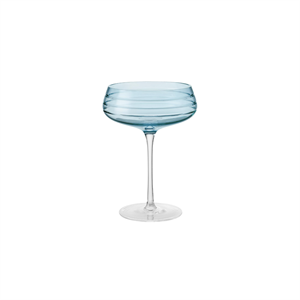 Louise Roe Champagne Coupe Triple Cut Champagne Glass Set of 4 Blue
