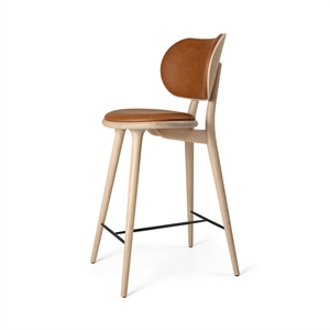 Mater High Stool Bar Stool with Backrest Matt Oak/ Walnut Leather 69 cm