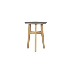 Magnus Olesen Freya Coffee Table Solid Lacquered Oak/Linoleum Black 4023 Forbo Ø 40 x H 50