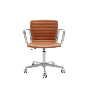 Magnus Olesen Butterfly Swivel Classic Edition Polished Aluminum/ Fully Padded Cognac Hero 42528
