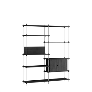 Moebe Shelving Bookcase High Black/Stainless Steel