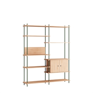 Moebe Shelving Bookcase High Oak/Pine Green