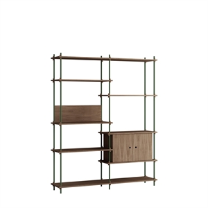Moebe Shelving Bookcase High Smoked Oak/Pine Green