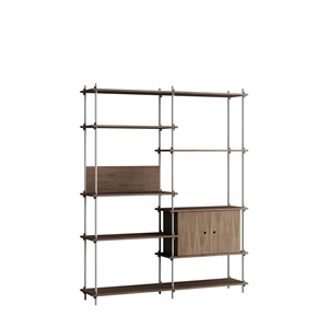 Moebe Shelving Bookcase High Smoked Oak/Stainless Steel