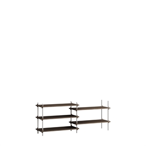 Moebe Shelving S.65.2.A Smoked Oak/Stainless Steel
