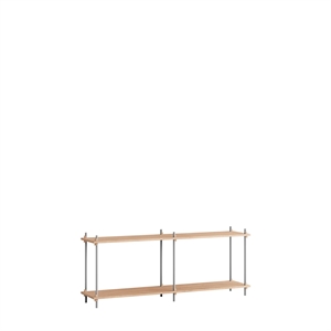 Moebe Shelving S.65.2.B Oak/Stainless Steel