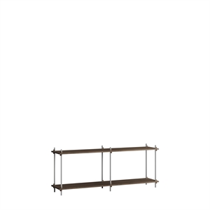 Moebe Shelving S.65.2.B Smoked Oak/Stainless Steel