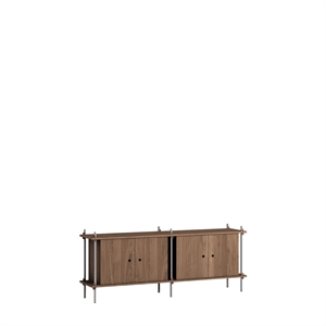 Moebe Shelving S.65.2.D Smoked Oak/Stainless Steel