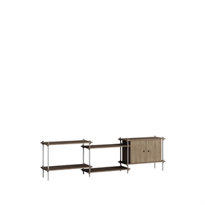 Moebe Shelving S.65.3.B Smoked Oak/Stainless Steel