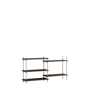 Moebe Shelving S.85.2.A Smoked Oak/Stainless Steel