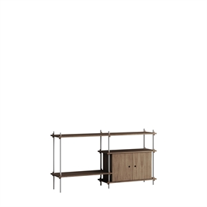 Moebe Shelving S.85.2.DC Smoked Oak/Stainless Steel