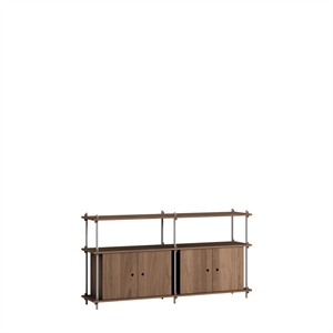 Moebe Shelving S.85.2.D Smoked Oak/Stainless Steel