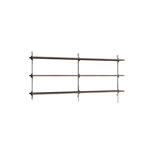 Moebe Wall Shelving WS.65.2.B Smoked Oak/Stainless Steel