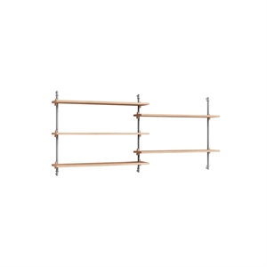 Moebe Wall Shelving WS.65.2 Oak/Stainless Steel