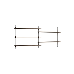 Moebe Wall Shelving WS.65.2 Smoked Oak/Stainless Steel