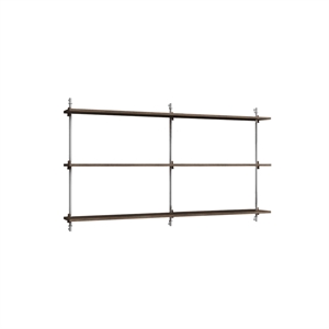 Moebe Wall Shelving WS.85.2.B Smoked Oak/Stainless Steel