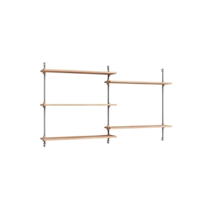 Moebe Wall Shelving WS.85.2 Oak/Stainless Steel