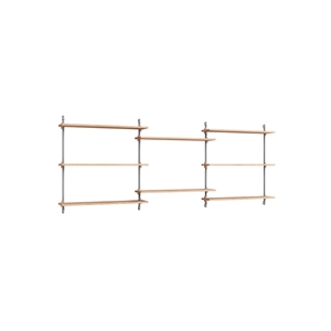 Moebe Wall Shelving WS.85.3 Oak/Stainless Steel