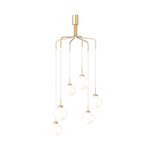 Nuura Apiales Cluster 6 Pendant Brushed Brass/Opal