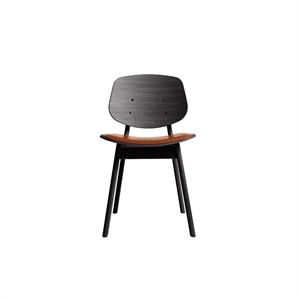 Ro Collection Pandora Dining Chair Upholstered Seat Black Lacquered Oak/Calvados Leather