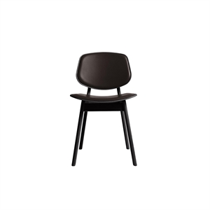 Ro Collection Pandora Dining Chair Upholstered Black Lacquered Oak/Dark Brown Leather