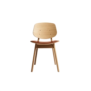 Ro Collection Pandora Dining Chair Upholstered Seat Oiled Oak/Calvados Leather