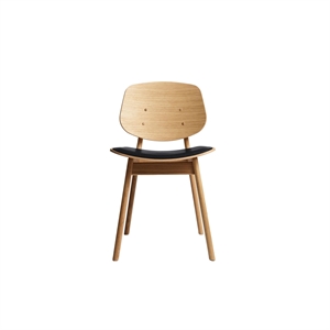 Ro Collection Pandora Dining Chair Upholstered Seat Oiled Oak/ Black Leather