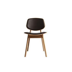 Ro Collection Pandora Dining Chair Upholstered Oiled Oak/Dark Brown Leather