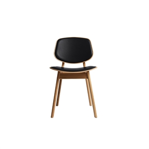 Ro Collection Pandora Dining Chair Upholstered Oiled Oak/ Black Leather