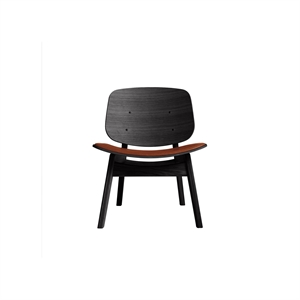 Ro Collection Pandora Armchair Upholstered Seat Black Lacquered Oak/Calvados Leather