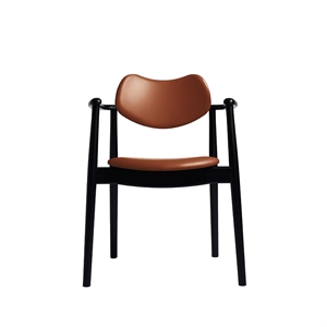 Ro Collection Regatta Dining Chair Upholstered Black Lacquered Beech/Calvados Leather