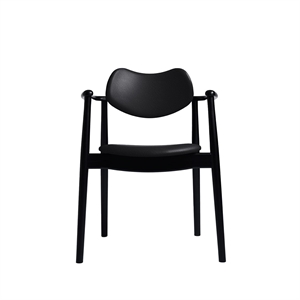 Ro Collection Regatta Dining Chair Upholstered Black Lacquered Beech/ Black Leather