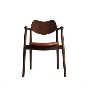 Ro Collection Regatta Dining Chair Upholstered Seat Beech/ Walnut/Calvados Leather