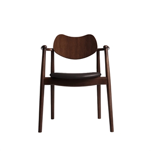 Ro Collection Regatta Dining Chair Upholstered Seat Beech/ Walnut/Dark Brown Leather