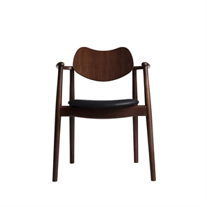 Ro Collection Regatta Dining Chair Upholstered Seat Beech/ Walnut/ Black Leather