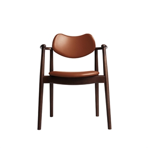 Ro Collection Regatta Dining Chair Upholstered Beech/ Walnut/Calvados Leather