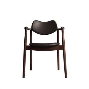 Ro Collection Regatta Dining Chair Upholstered Beech/ Walnut/Dark Brown Leather