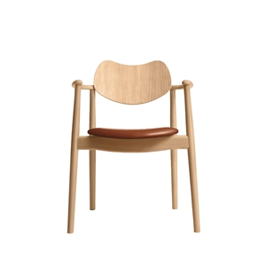 Ro Collection Regatta Dining Chair Upholstered Seat Oiled Beech/Calvados Leather