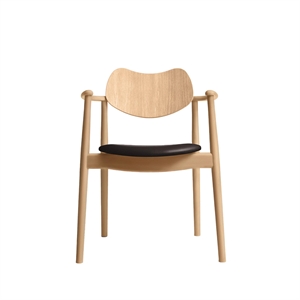 Ro Collection Regatta Dining Chair Upholstered Seat Oiled Beech/Dark Brown Leather