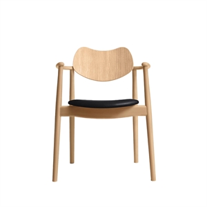 Ro Collection Regatta Dining Chair Upholstered Seat Oiled Beech/ Black Leather