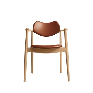 Ro Collection Regatta Dining Chair Upholstered Oiled Beech/Calvados Leather