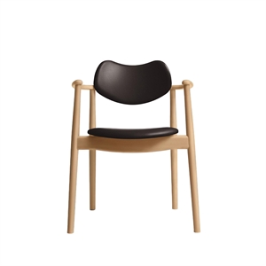 Ro Collection Regatta Dining Chair Upholstered Oiled Beech/Dark Brown Leather