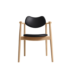 Ro Collection Regatta Dining Chair Upholstered Oiled Beech/ Black Leather