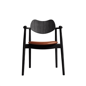 Ro Collection Regatta Dining Chair Upholstered Seat Black Lacquered Oak/Calvados Leather