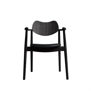 Ro Collection Regatta Dining Chair Upholstered Seat Black Lacquered Oak/ Black Leather