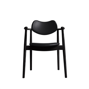 Ro Collection Regatta Dining Chair Upholstered Black Lacquered Oak/ Black Leather