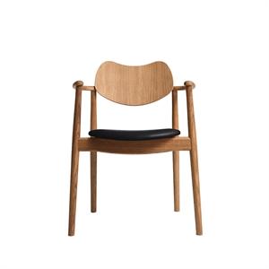 Ro Collection Regatta Dining Chair Upholstered Seat Oiled Oak/ Black Leather