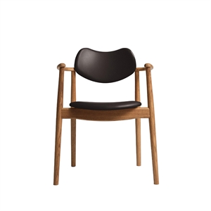 Ro Collection Regatta Dining Chair Upholstered Oiled Oak/Dark Brown Leather