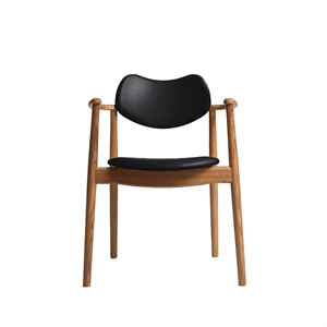 Ro Collection Regatta Dining Chair Upholstered Oiled Oak/ Black Leather